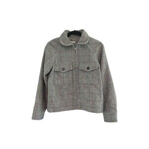 Womens Camellia Black & Gray Long Sleeve Flannel Jacket with Pockets Small